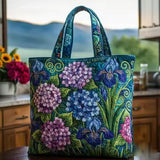 Borsa imbottita realizzata a mano con ortensie