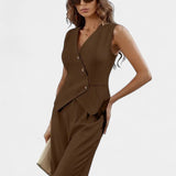Ginevra | Completo Gilet Senza Maniche e Pantaloni a Gamba Larga
