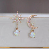 Orecchini Luna e Stella in Oro e Opale
