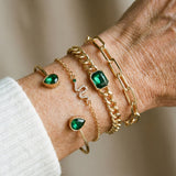 Set di Bracciali con Cristalli Verdi