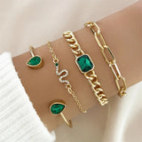 Set di Bracciali con Cristalli Verdi