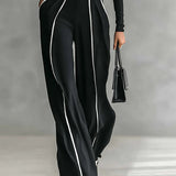 Federica | Completo elegante di due pezzi con colletto alto e pantaloni a gamba larga