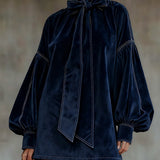 Emma | Vestito mini in velluto con fiocco