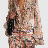 Maddalena | Finely Completo con Blusa a Volant e Stampa Vintage Paisley