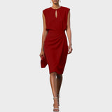 Cecilia | Vestito Midi a Maniche Lunghe con Collo Rotondo