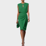 Cecilia | Vestito Midi a Maniche Lunghe con Collo Rotondo