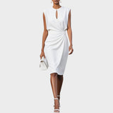 Cecilia | Vestito Midi a Maniche Lunghe con Collo Rotondo