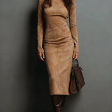 Ambra | Vestito midi lungo marrone