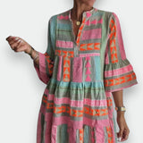 Silvia | Vestito Boho a Swing con Dettagli di Volant